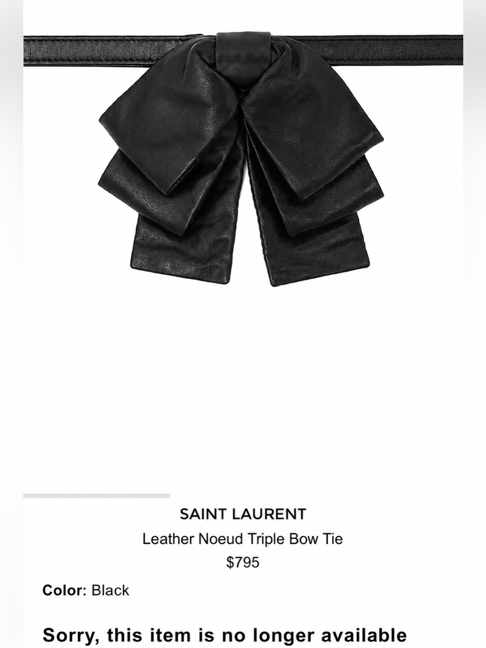Saint Laurent Leather Noeud Triple Bow Tie